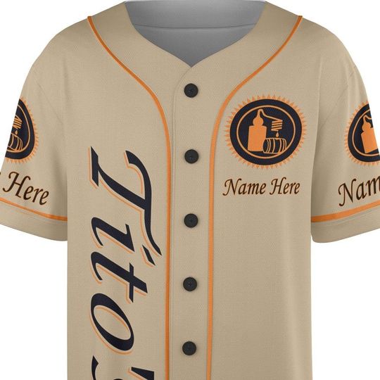 Custom Name Titos Vodka Baseball Jersey, Vintage Beige Titos Vodka Baseball Jersey