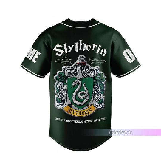 Custom Slytherin Baseball Jersey, Wizard House Varsity Collegiate Shirt