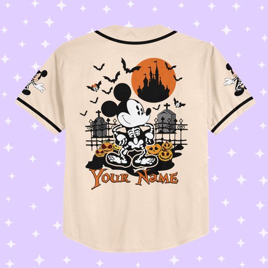 Personalized Halloween Disney Mickey Skeleton, Custom Disney Jersey