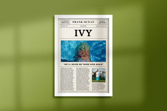 Frank Ocean Retro Newspaper Ivy Poster