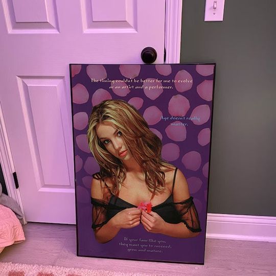 Britney Spears Poster, Vintage 2000 Britney Spears Zebra Music Poster