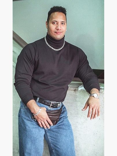 Dwayne "The Rock" Johnson: Classic 90's turtleneck photo Premium Matte Vertical Poster