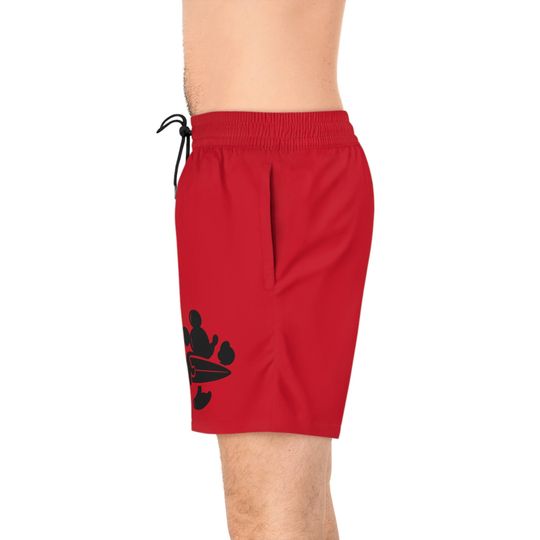 Mickey Mouse with surfboard Men's Mid-Length Swim Shorts