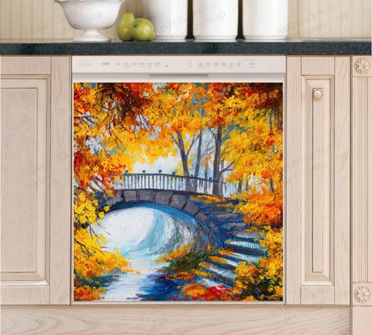 Autumn Forest Bridge Dishwasher Cover