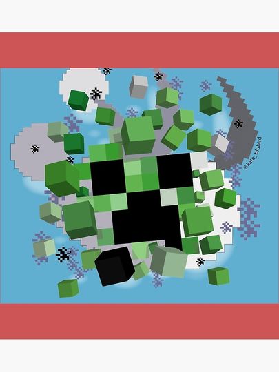 Minecraft exploding Creeper Premium Matte Vertical Poster