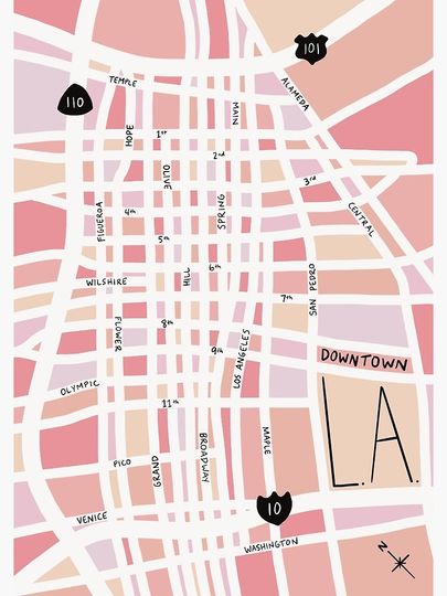 Downtown Los Angeles Map (Minimalist) Premium Matte Vertical Poster