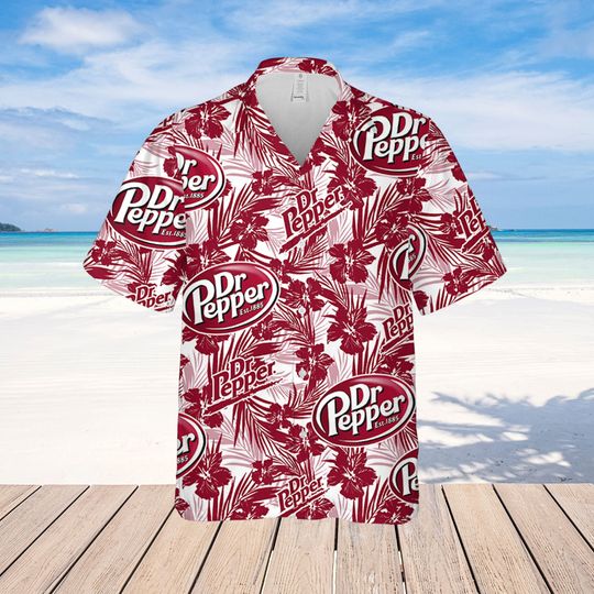 Dr.Pepper Hawaiian Tropical Flower Pattern Dr.Pepper Baseball Shirt