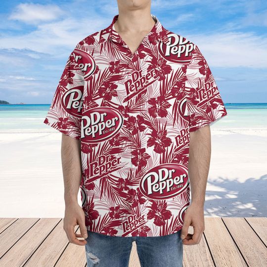 Dr.Pepper Hawaiian Tropical Flower Pattern Dr.Pepper Baseball Shirt