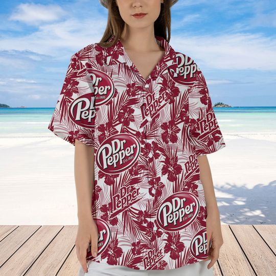 Dr.Pepper Hawaiian Tropical Flower Pattern Dr.Pepper Baseball Shirt