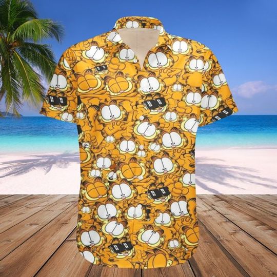 Funny Gay Garfield Hawaiian Shirt Aloha 3D Print Summer Vacation Shirt