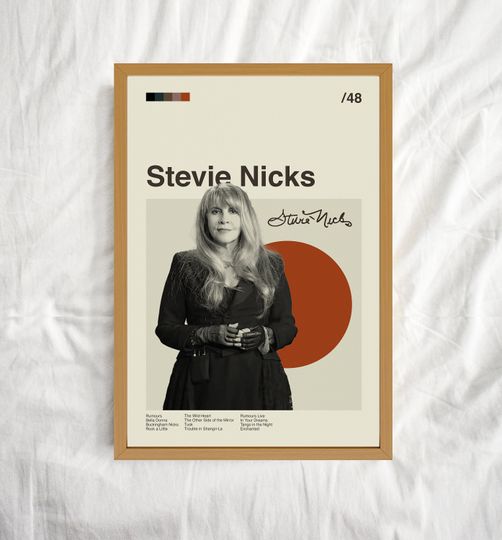 Vintage Stevie Nicks Poster, Mid Century Art Poster