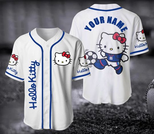 Hello Kitty Football Jersey Shirt, Custom Hello Kitty Baseball Jersey