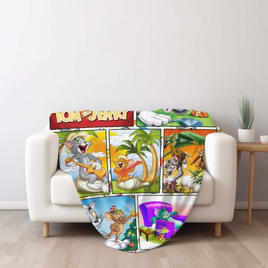 Printed Custom Name Tom and Jerry Blanket Characters Sherpa Blanket