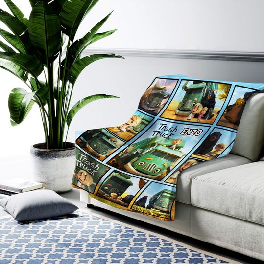 Trash Truck Blanket, Personalized Trash Truck Fleece Blanket