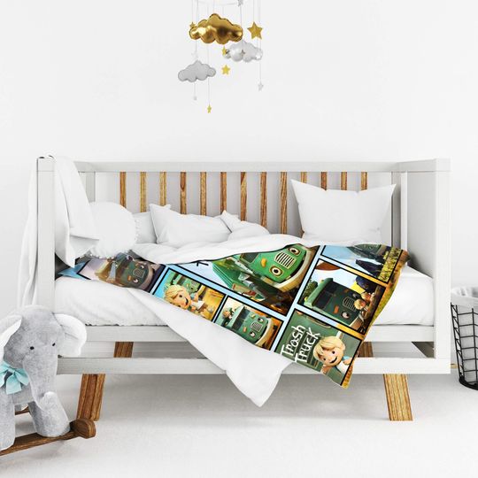 Trash Truck Blanket, Personalized Trash Truck Fleece Blanket