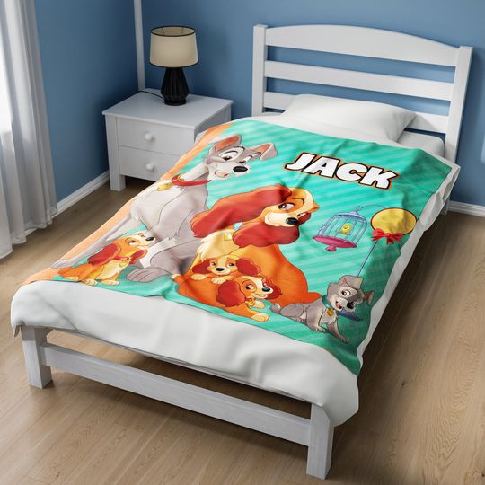 Custom Name Blanket Personalized Lady And The Tramp Fleece Blanket