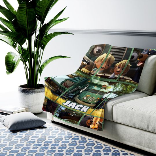 Personalized Trash Truck Blanket, Custom Name Trash Truck Fleece Blanket