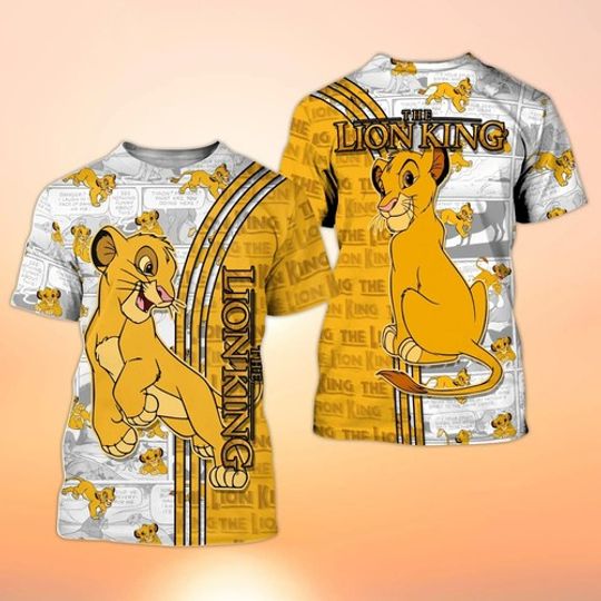 Simba The Lion King Comic Pattern Love Cartoon Movie Tshirt 3D Printed