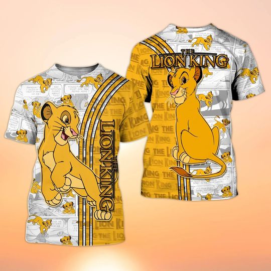 Simba The Lion King Comic Pattern Love Cartoon Movie Tshirt 3D Printed
