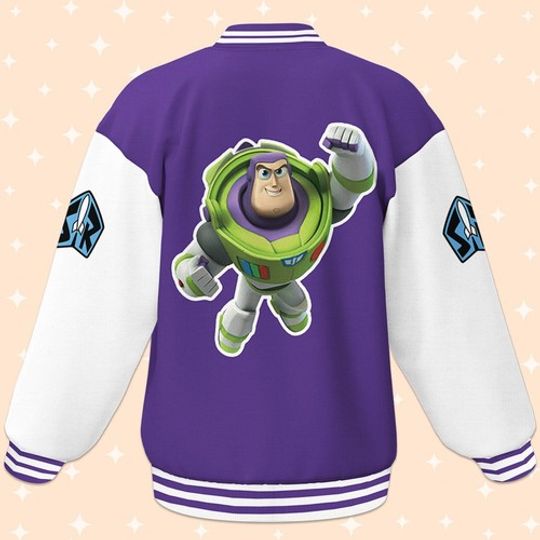 Personalized Buzz Lightyear Space Buzz Purple White Baseball Jacket
