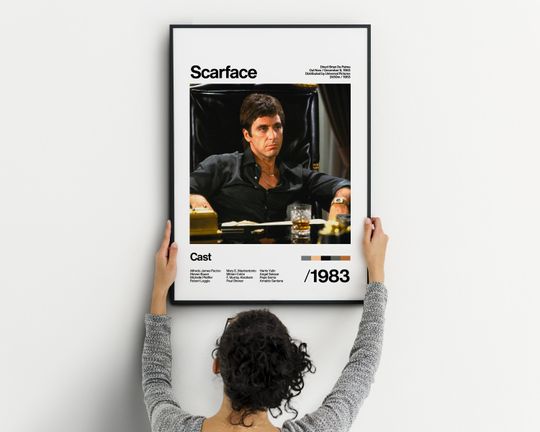 Scarface - 1983 - Al Pacino - Movie Artwork White Print Poster