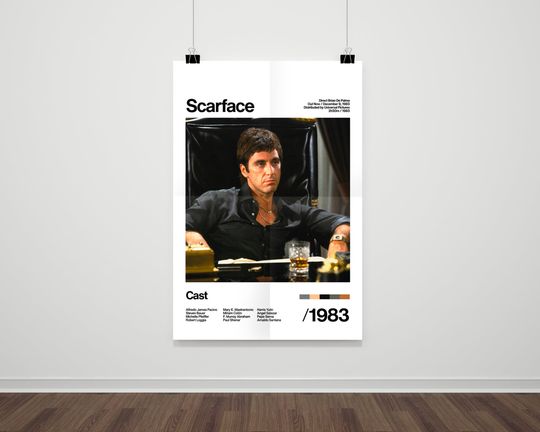 Scarface - 1983 - Al Pacino - Movie Artwork White Print Poster