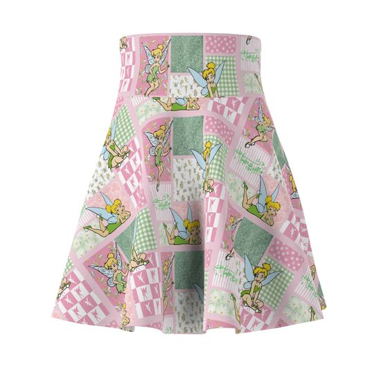 Tinkerbell Patchwork Women's Skater Skirt (AOP)