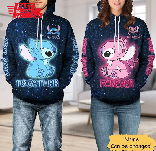 Valentine Gift Stitch And Angel 3d Hoodie