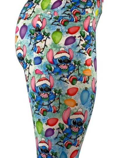 Stitch Wrapped in Christmas Lights Leggings