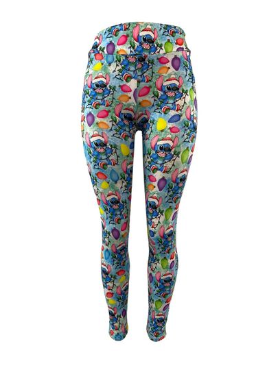 Stitch Wrapped in Christmas Lights Leggings