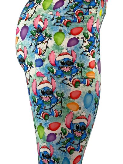 Stitch Wrapped in Christmas Lights Leggings