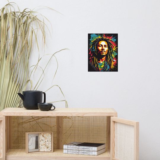 Vintage Bob Marley inspired Poster, Retro Reggae Music Illustration