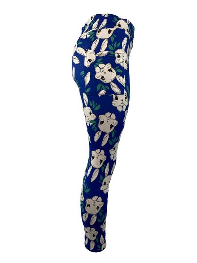 Fluffy Gray Easter Bunny Faces Leggings