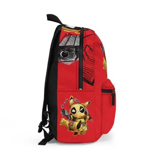 Pika Red Gift Backpack, PKM Back to School Red Design on Unisex Bag