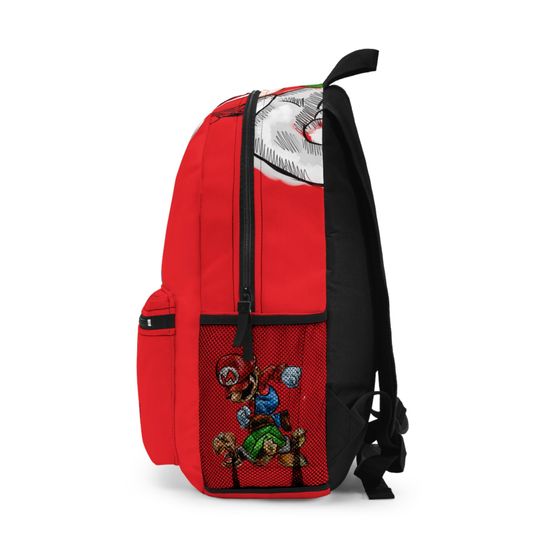 Luigi, Super Mario Game, Red Kids Shool Backpack, Mario Game Luigi Red Bag