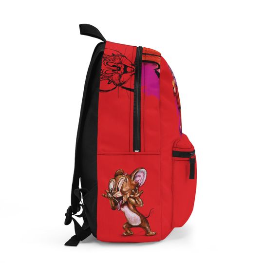 Tom and Jerry, Red Kids Shool Backpack, Tom and Jerry Red Bag