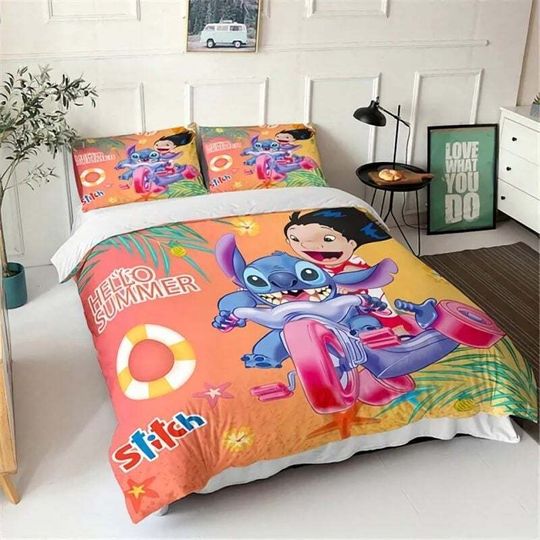 Love Lilo And Stitch Summer Is Calling Hello Summer Bedding Set