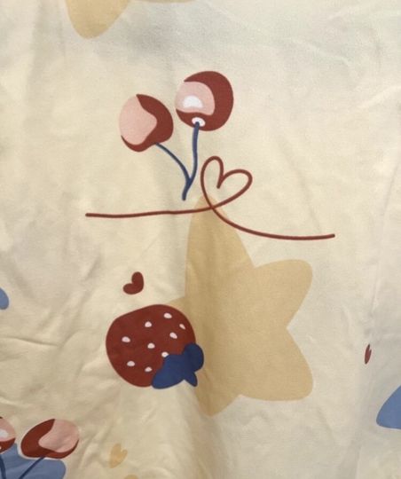 Cartoon Strawberry & Star Print Pajama Set