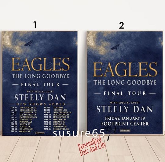Custom Eagles Steely Dan Tour 2024 Poster