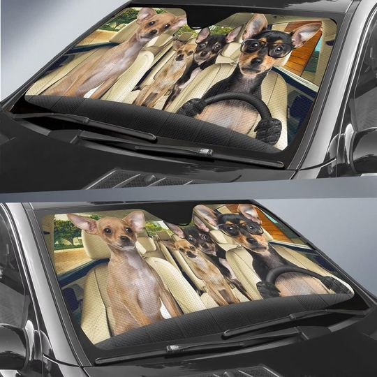 Chihuahua Dog Driver Animal Car Windshield Sun Shade