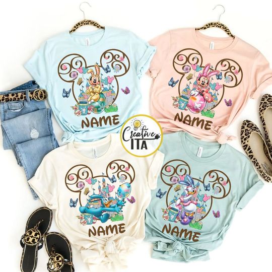 Personalized Disney Easter Shirt, Mickey and Friends Easter Bunny Eggs Gift