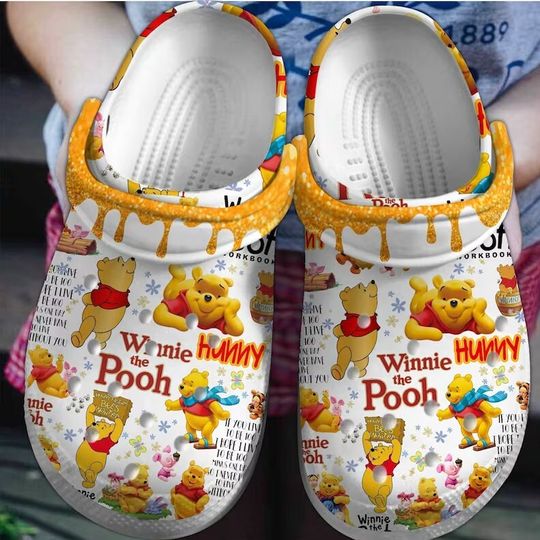 Winnie The Pooh Cartoon Shoes,Custom Pooh Summer Clogs