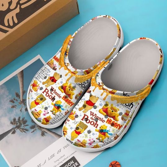 Winnie The Pooh Cartoon Shoes,Custom Pooh Summer Clogs