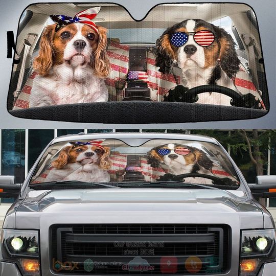 Cavalier King Charles Spaniel Car Sun Shade, Dogs Windshield