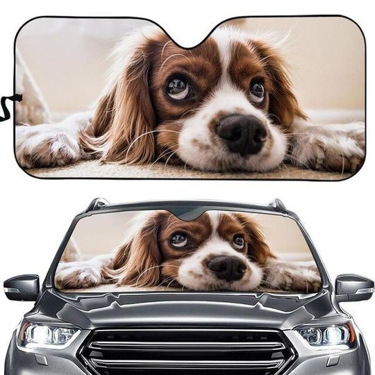 Cavalier King Charles Spaniel Car Sun Shade, Dogs Windshield