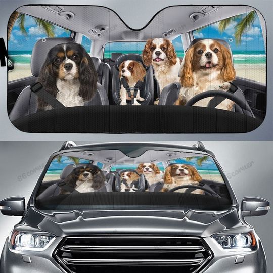 Cavalier King Charles Spaniel Car Sun Shade, Dogs Windshield