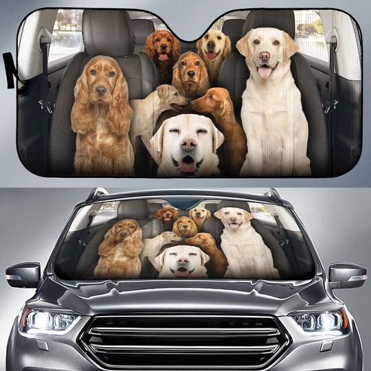 Cavalier King Charles Spaniel Car Sun Shade, Dogs Windshield