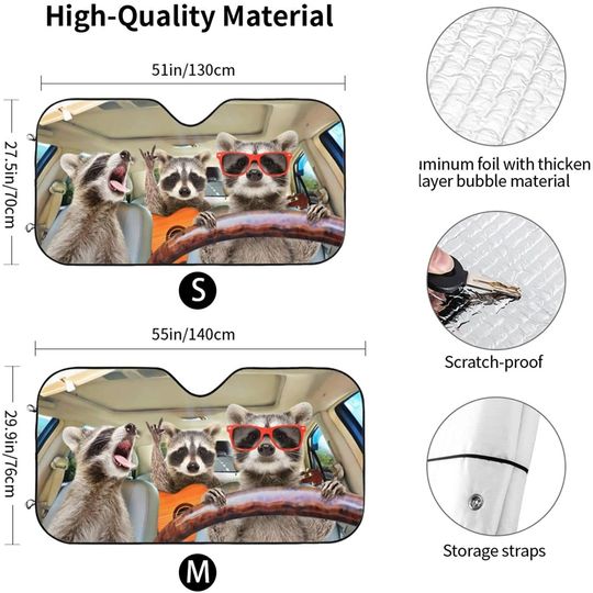 Funny Raccoon Animal Windshield Sunshade