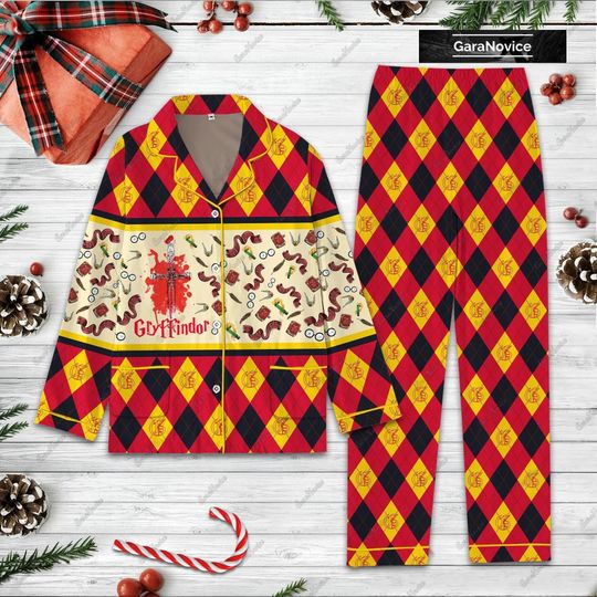 Gryffindor Pajamas Set, Wizard School Midnight Pajamas Sets