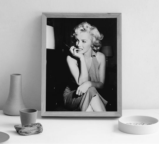 Vintage Marilyn Monroe Poster, Black and White Wall Art